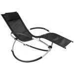 Guļamkrēsls 145x77x86cm, saliekams, sēdeklis: tekstils, krāsa: melns, rāmis: alumīnijs, krāsa: sudrabots 
