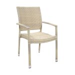 Wicker 3 beige arms dārza krēsls
